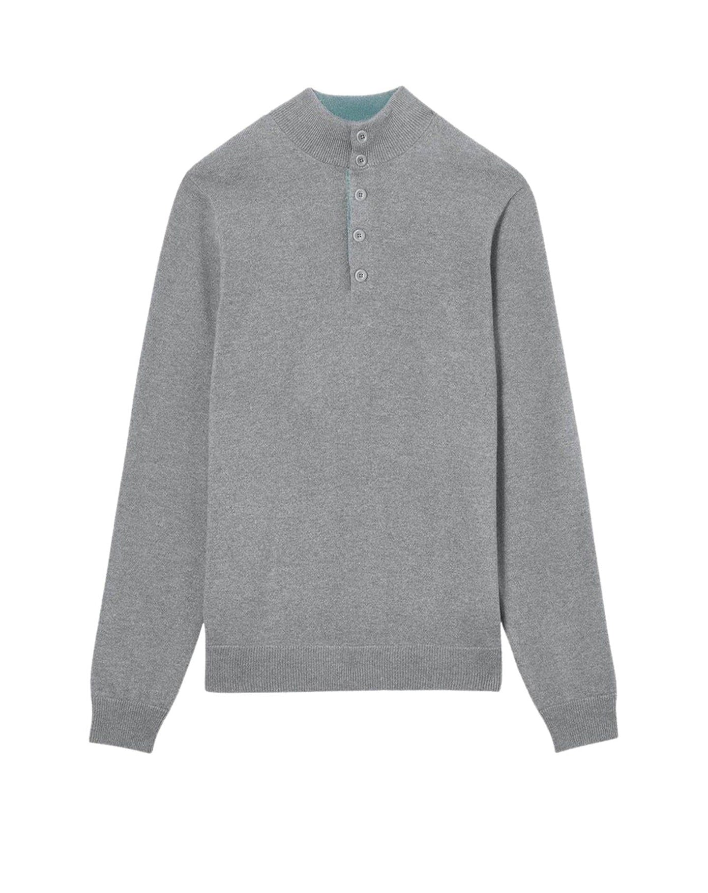 Two-tone cashmere stand-up collar jumper - Flannel & Epicea