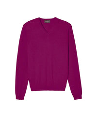 Ultra-fine cashmere V jumper - Samba pink