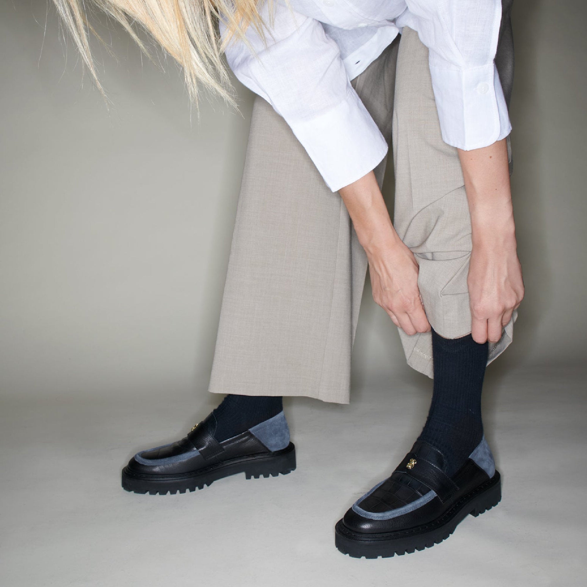 Mocassins Mia en cuir - Noir Anthracite