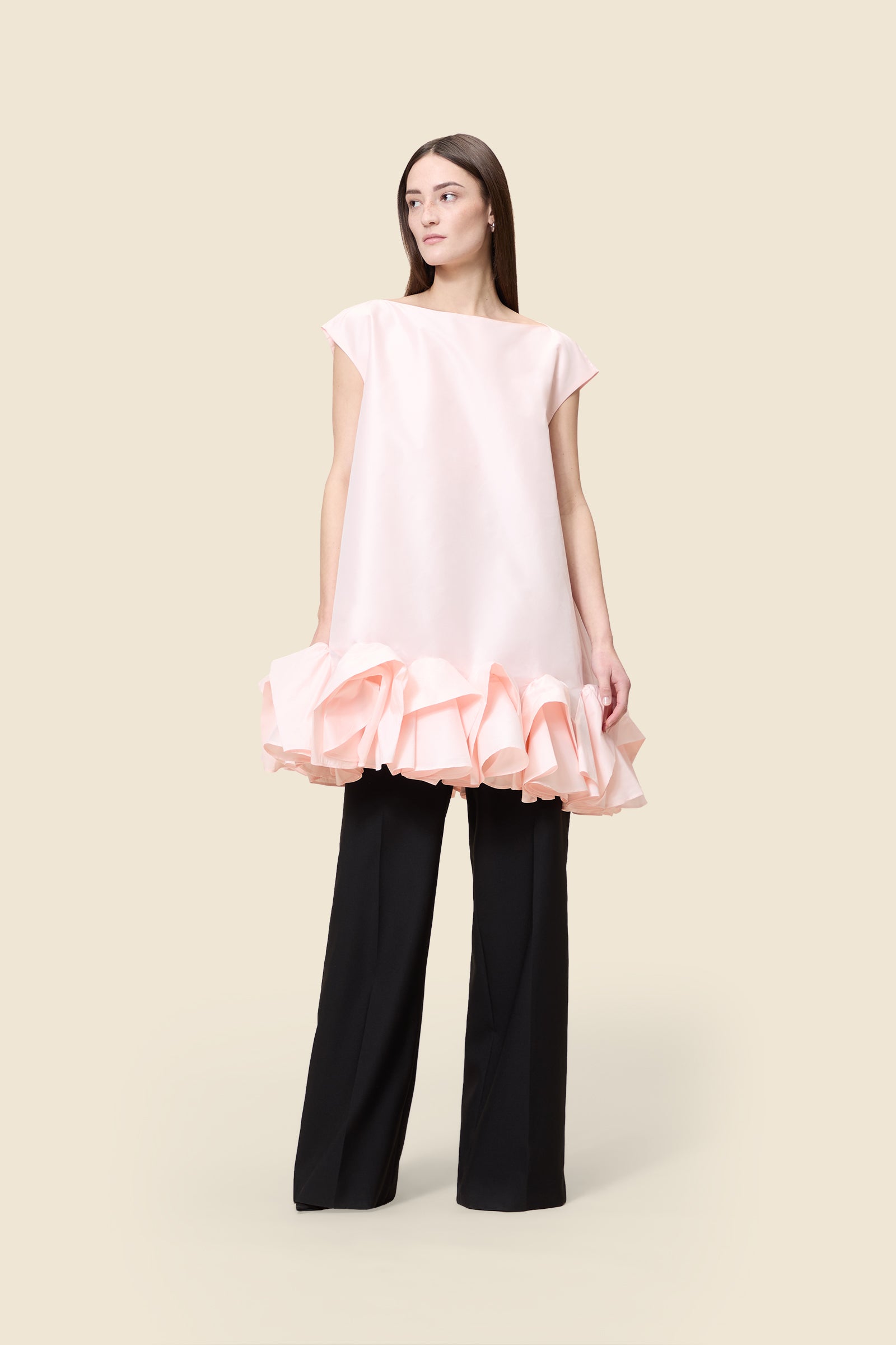 Peach / TUCK UP MINI DRESS