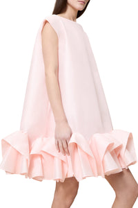 Robe courte à volants en soie mélangée - Peach