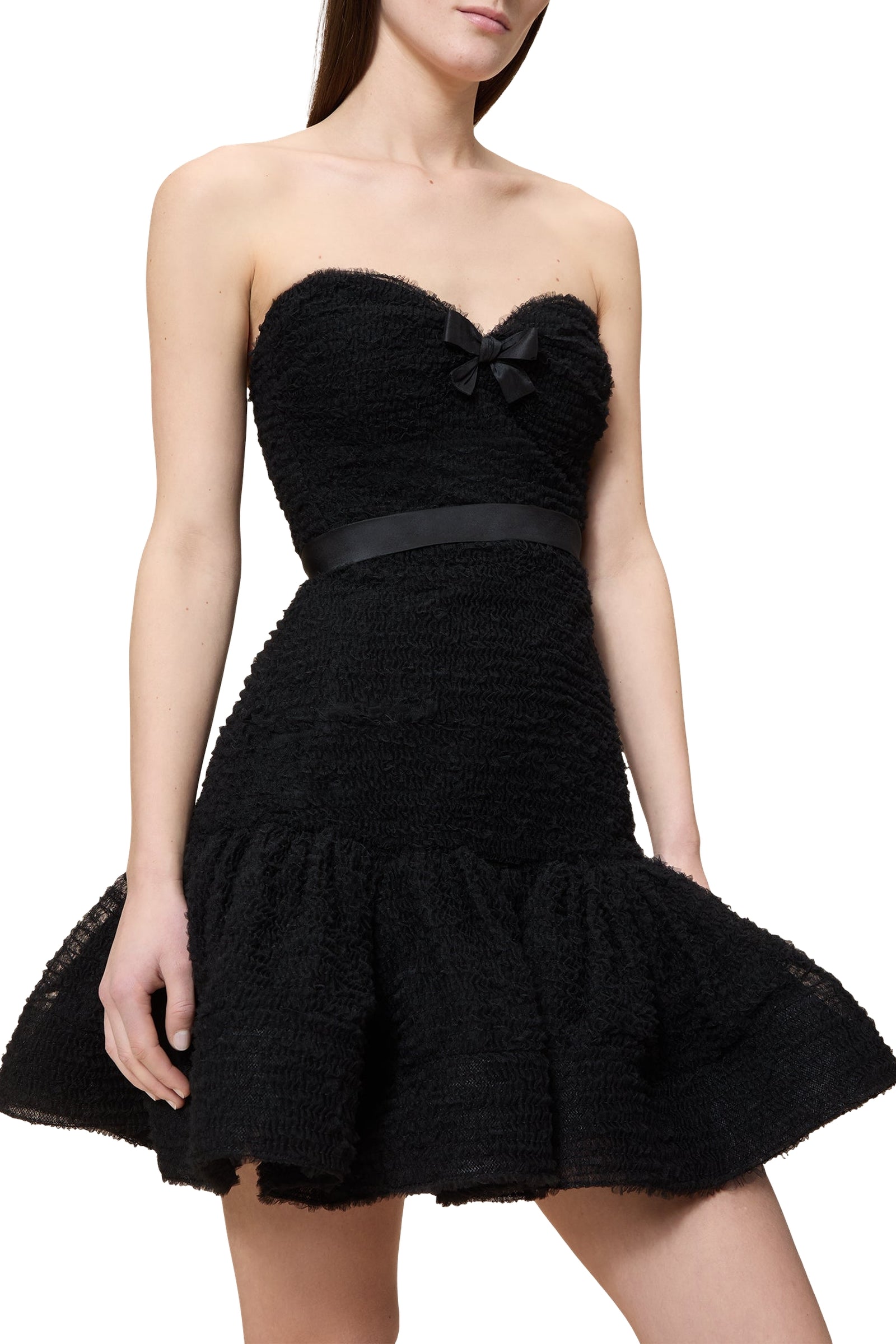 Robe courte bustier en soie mélangée - Black