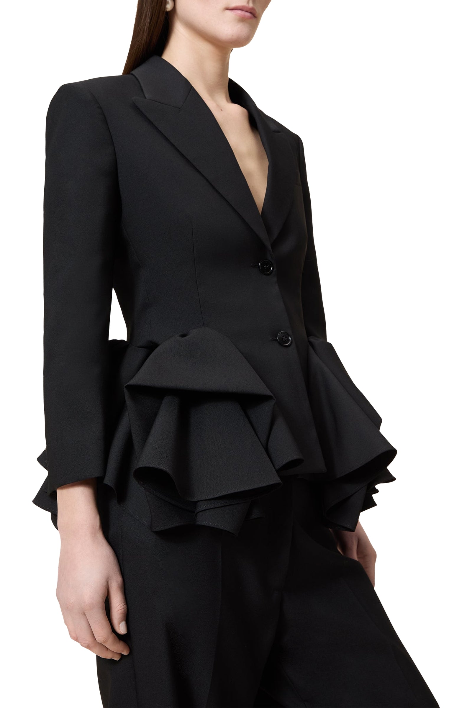Blazer à plis en laine - Black