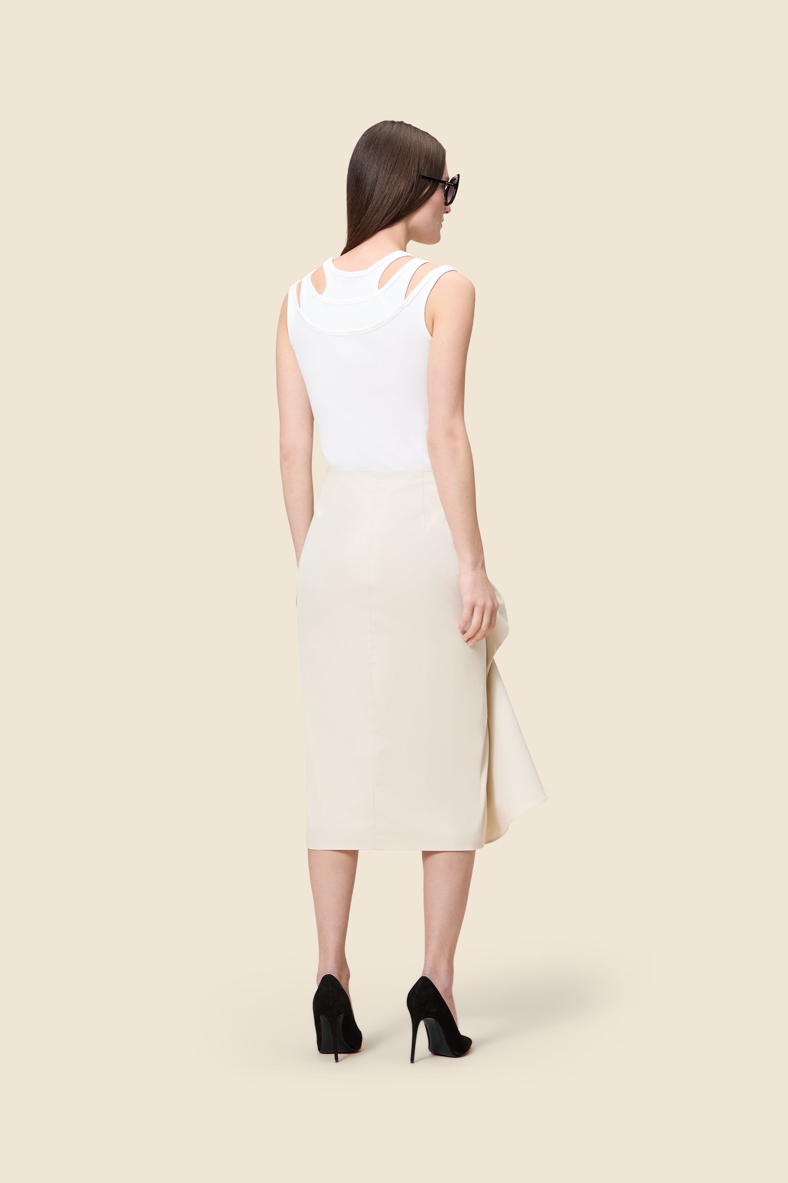 Stone / TUCK UP FITTED SKIRT