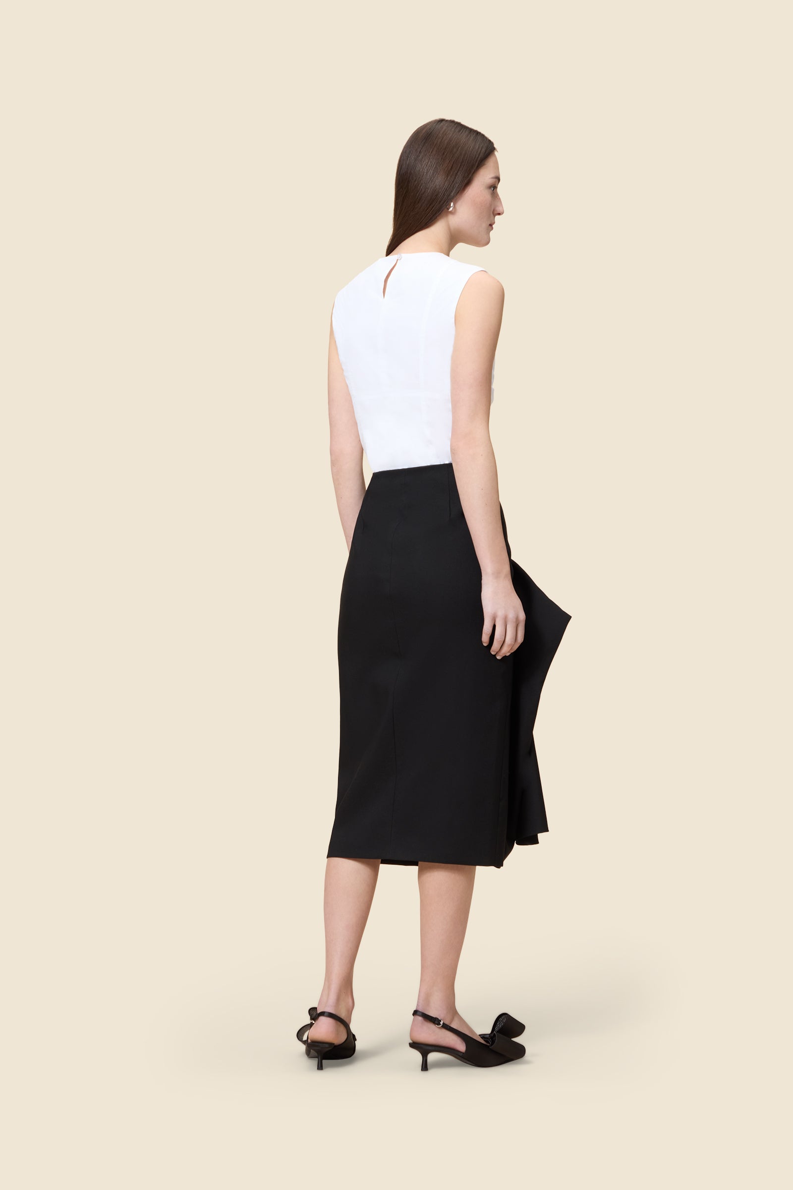 Black / TUCK UP FITTED SKIRT