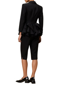 Pantacourt cigarette en laine - Black