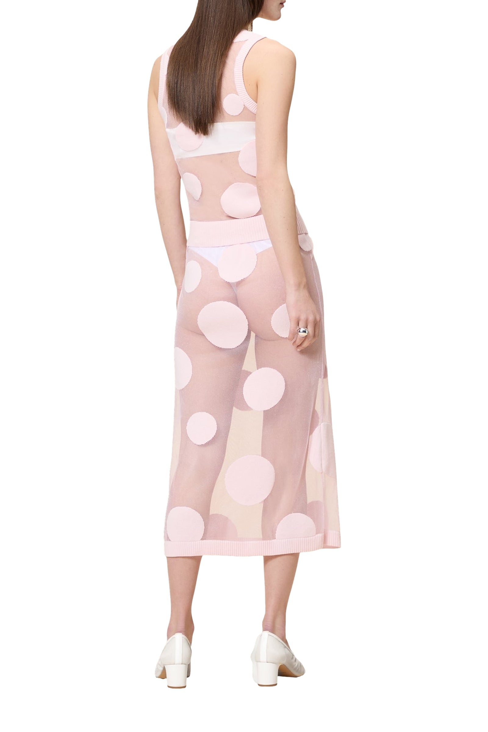 Jupe midi à pois - Pink