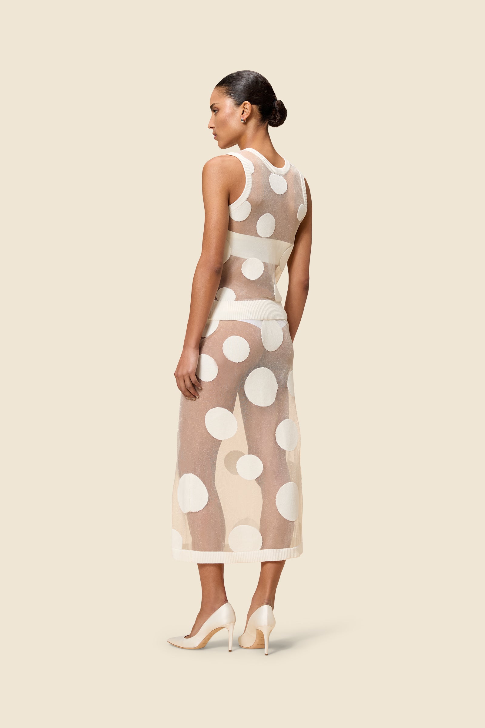 Cream / POLKADOT SKIRT