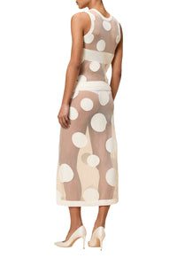 Jupe midi à pois - Cream