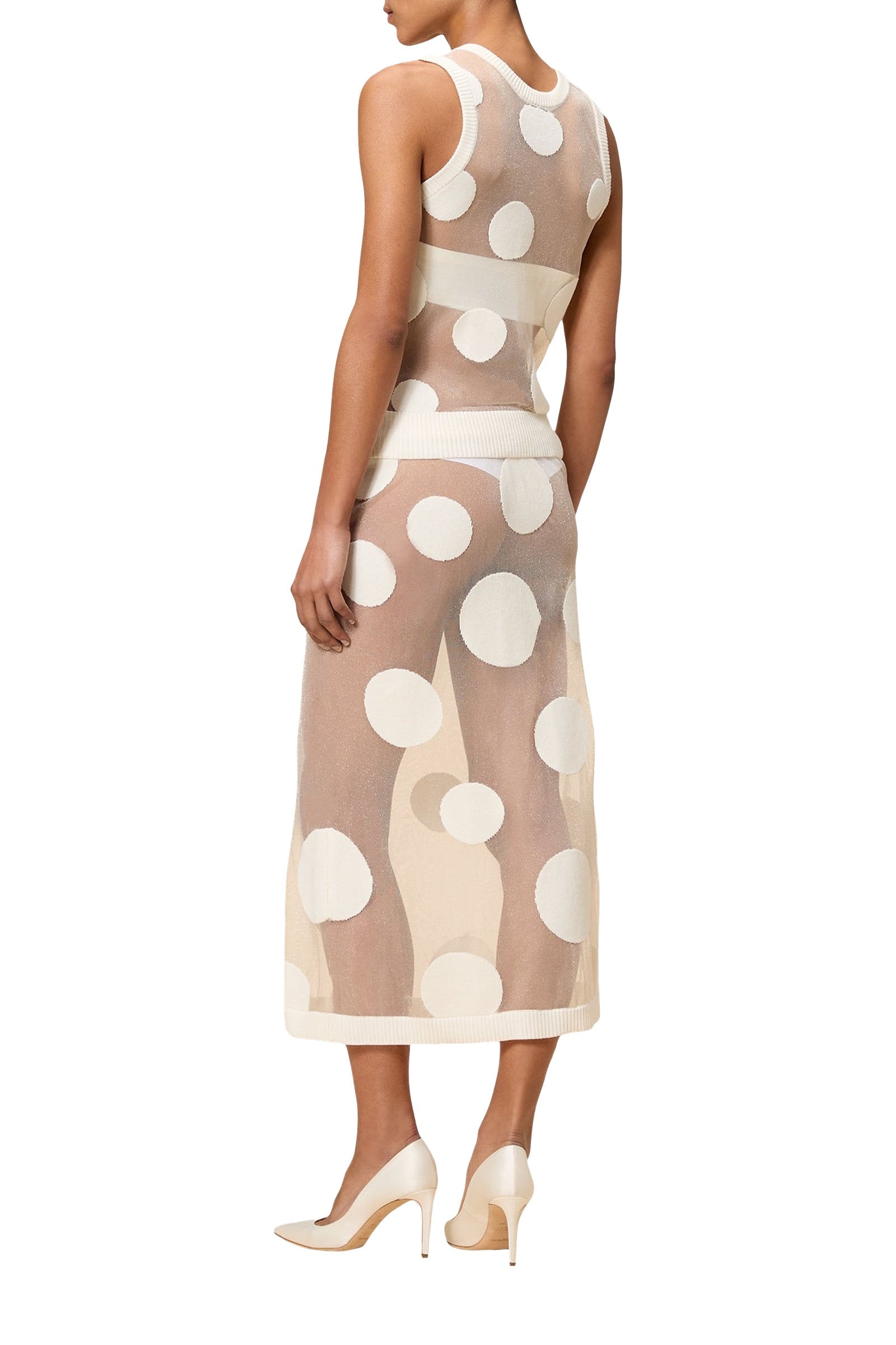 Jupe midi à pois - Cream