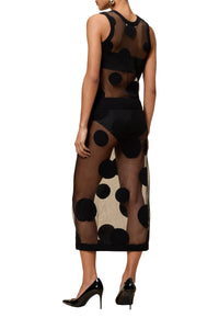 Jupe midi à pois - Black