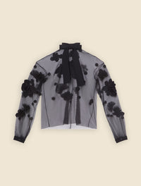 Black / FLORAL LONG SLEEVE TOP