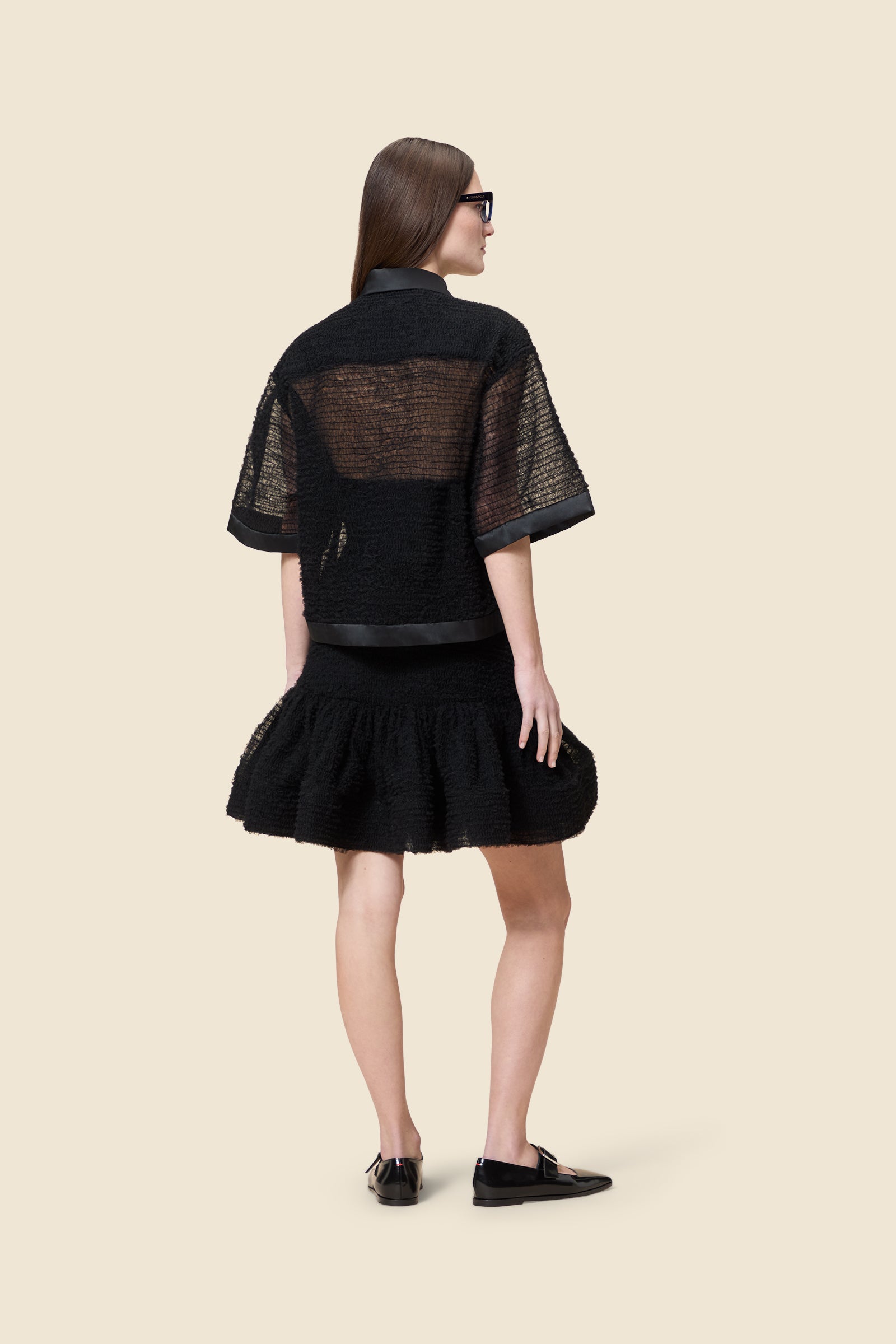 Black / DEGRADE TULLE TOP