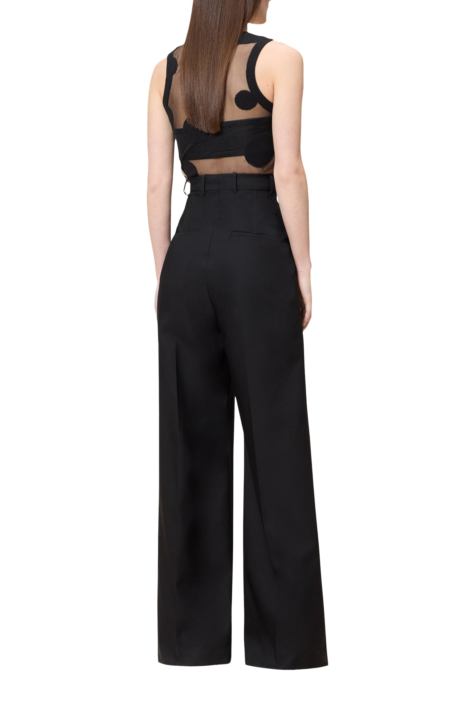 Pantalon taille haute en laine - Black