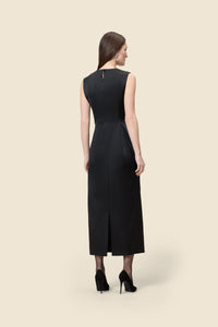 Black / PLEATED MAXI DRESS