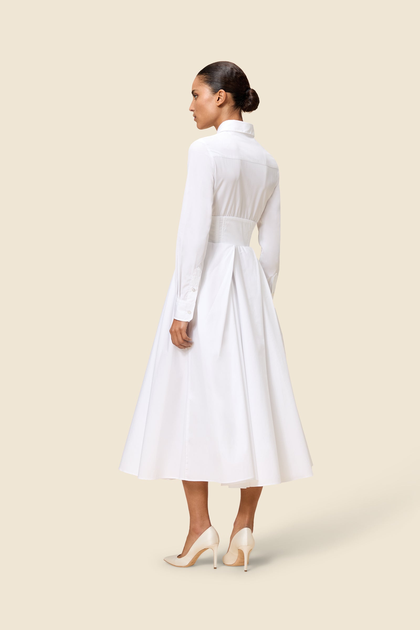 White / PLEATED SHIRT DRESS