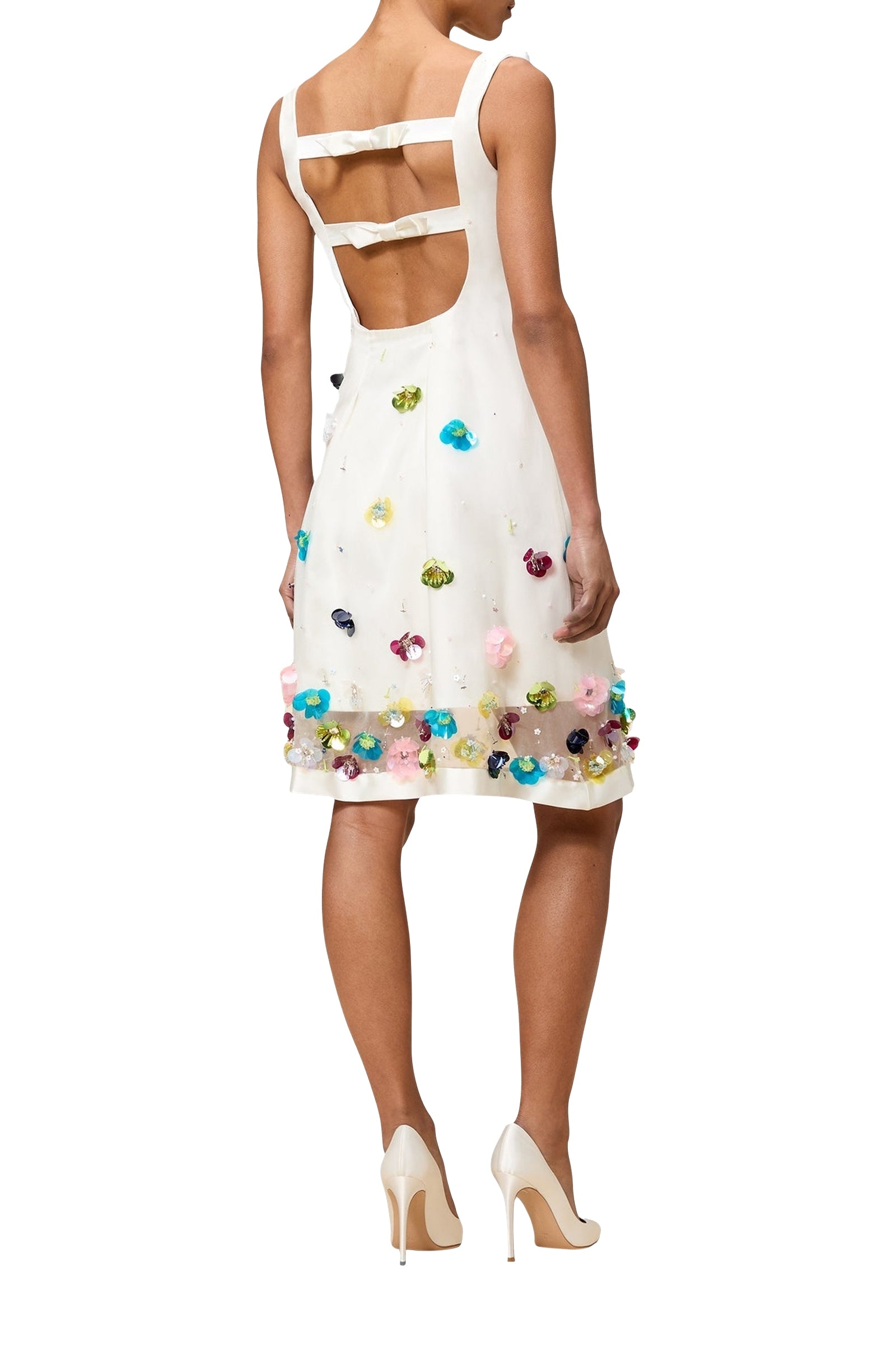 Robe courte brodée en soie - Multi