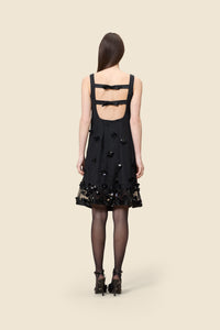 Black / EMBROIDERED MINI DRESS