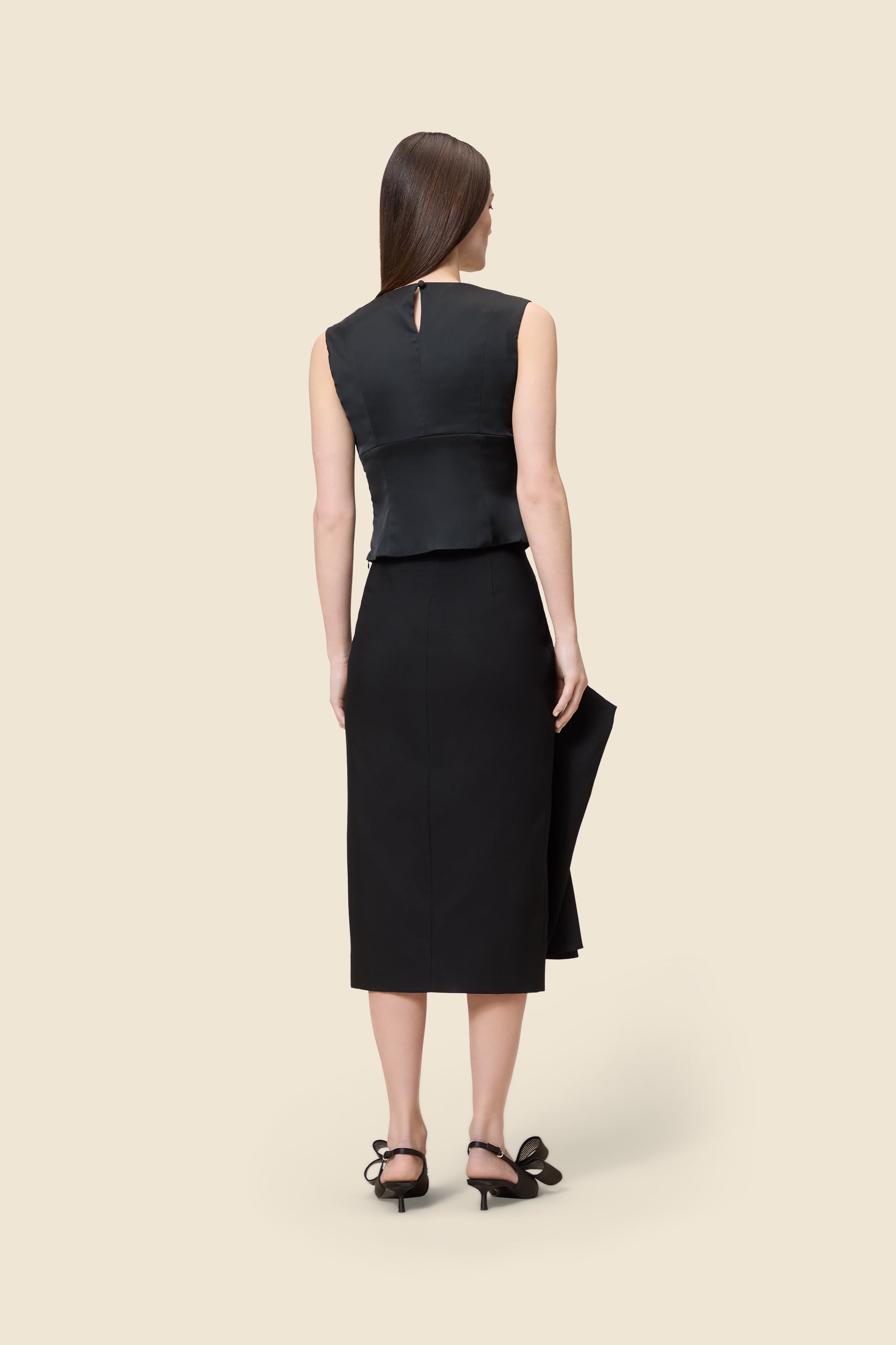 Black / PLEATED BLOUSE