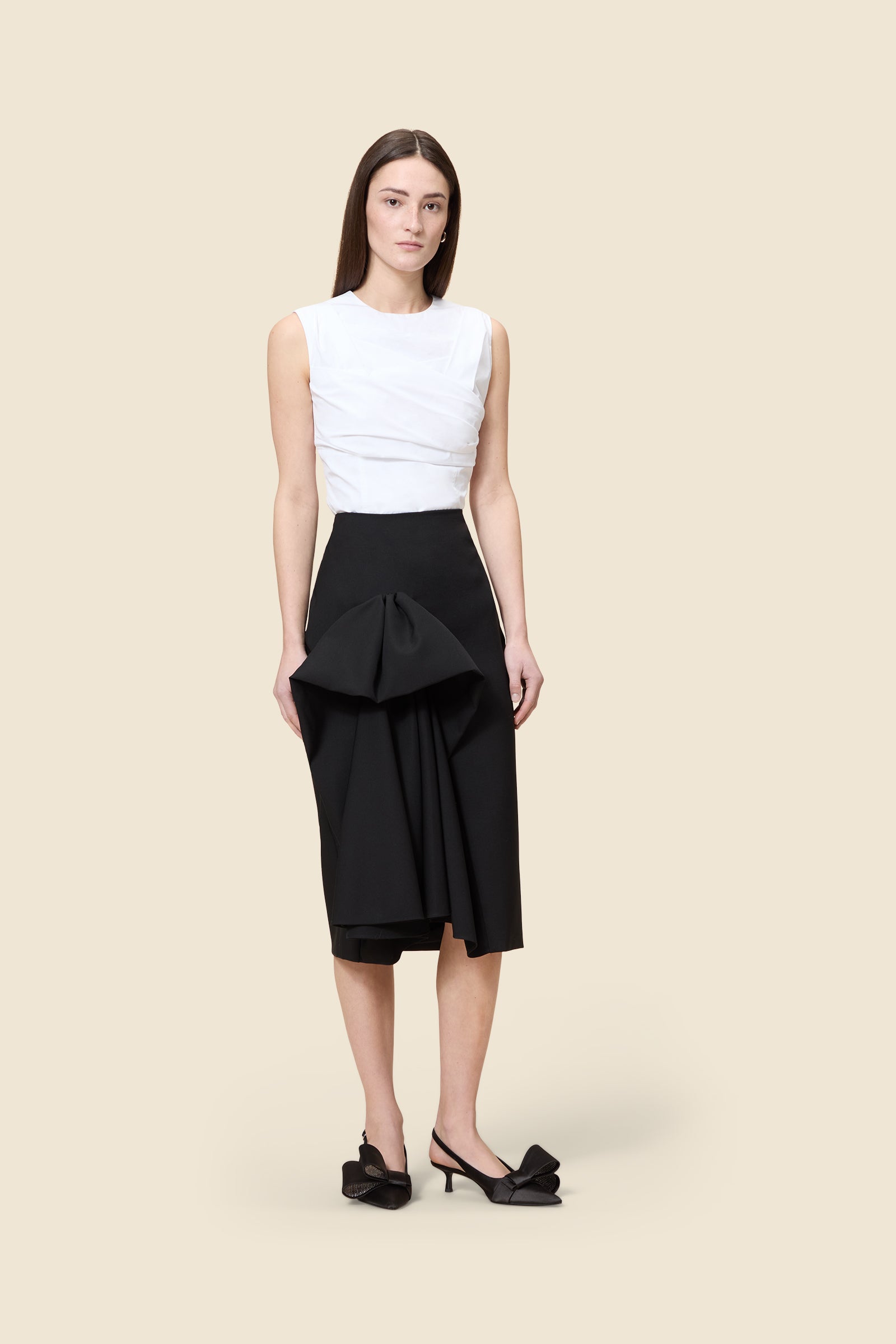 Black / TUCK UP FITTED SKIRT
