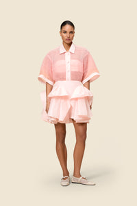 Peach / TUCK UP MIDI SKIRT