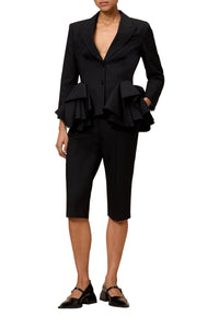 Pantacourt cigarette en laine - Black