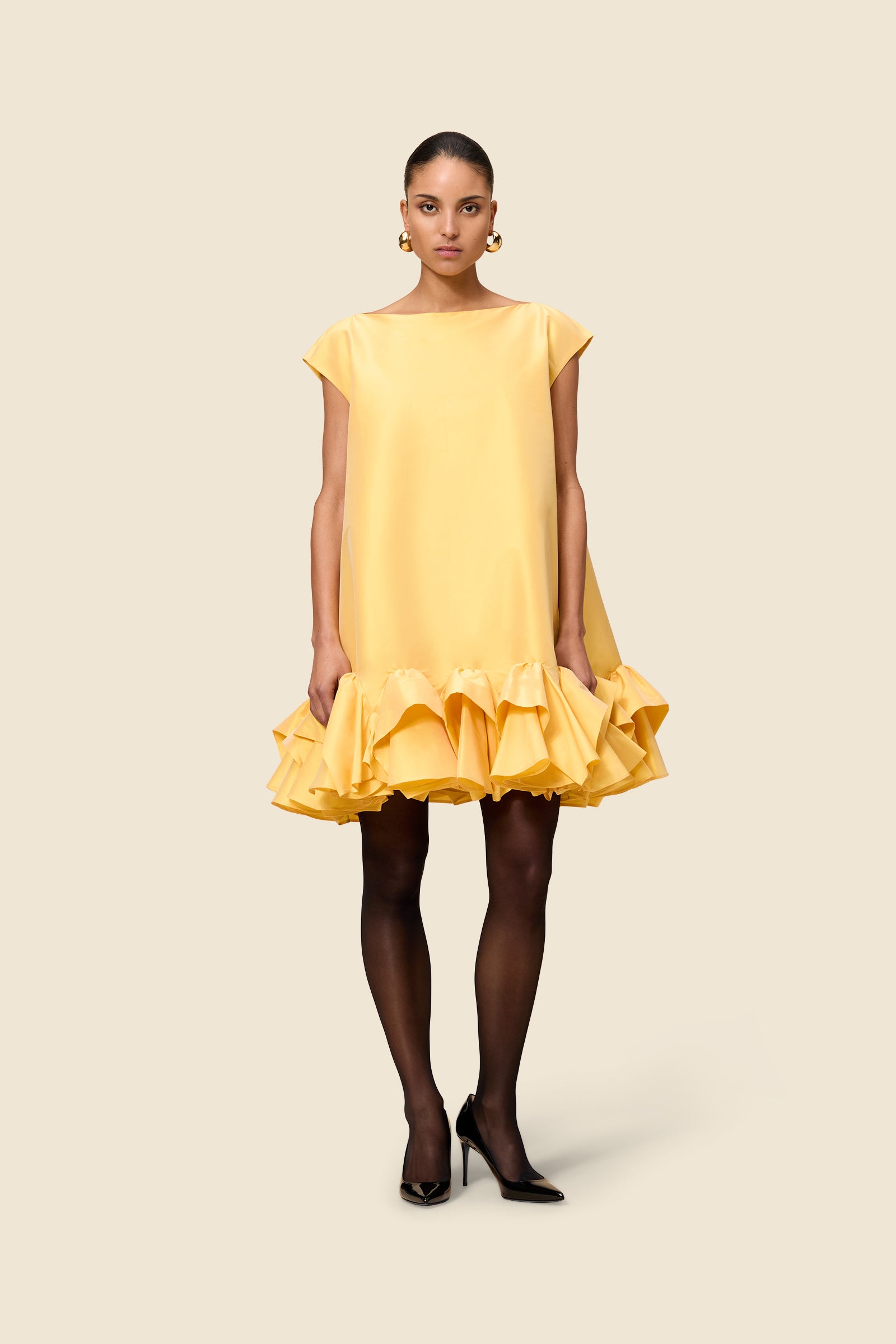 Yellow / TUCK UP MINI DRESS