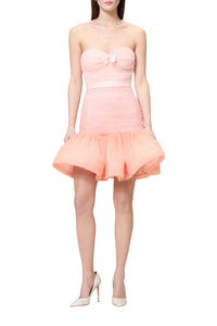 Robe courte bustier en soie mélangée - Multi