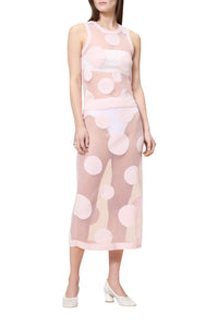 Jupe midi à pois - Pink
