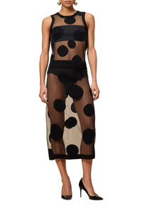 Jupe midi à pois - Black