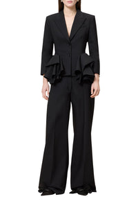 Blazer à plis en laine - Black