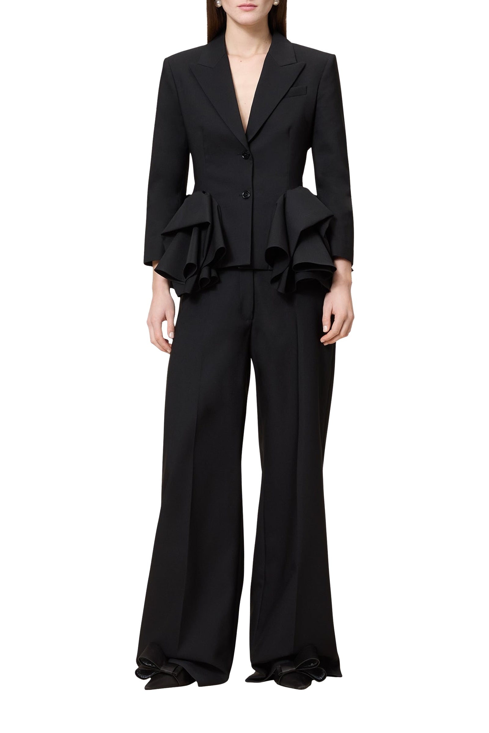 Blazer à plis en laine - Black