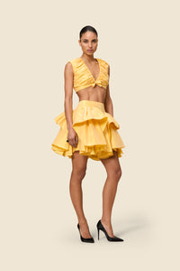 Yellow / PLEATED CROPPED TOP
