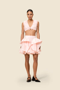 Peach / PLEATED CROPPED TOP