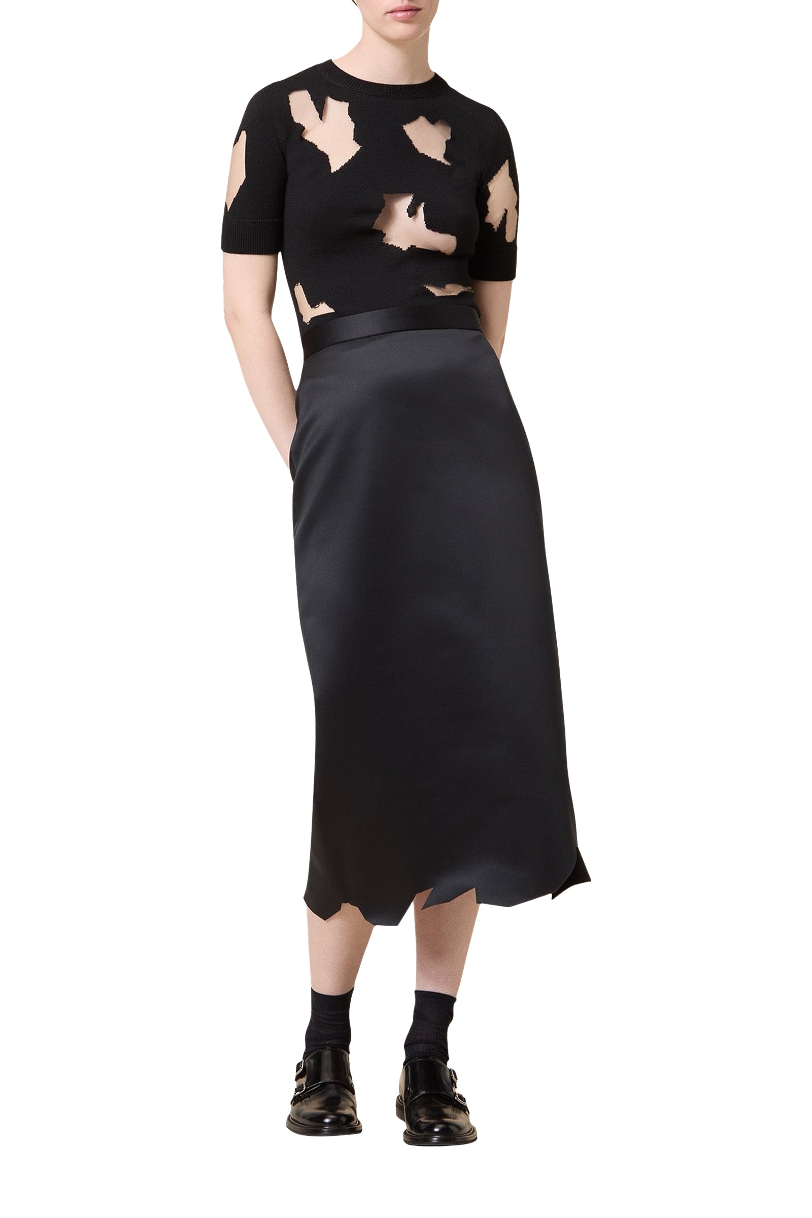 Jupe midi ajustée - Black