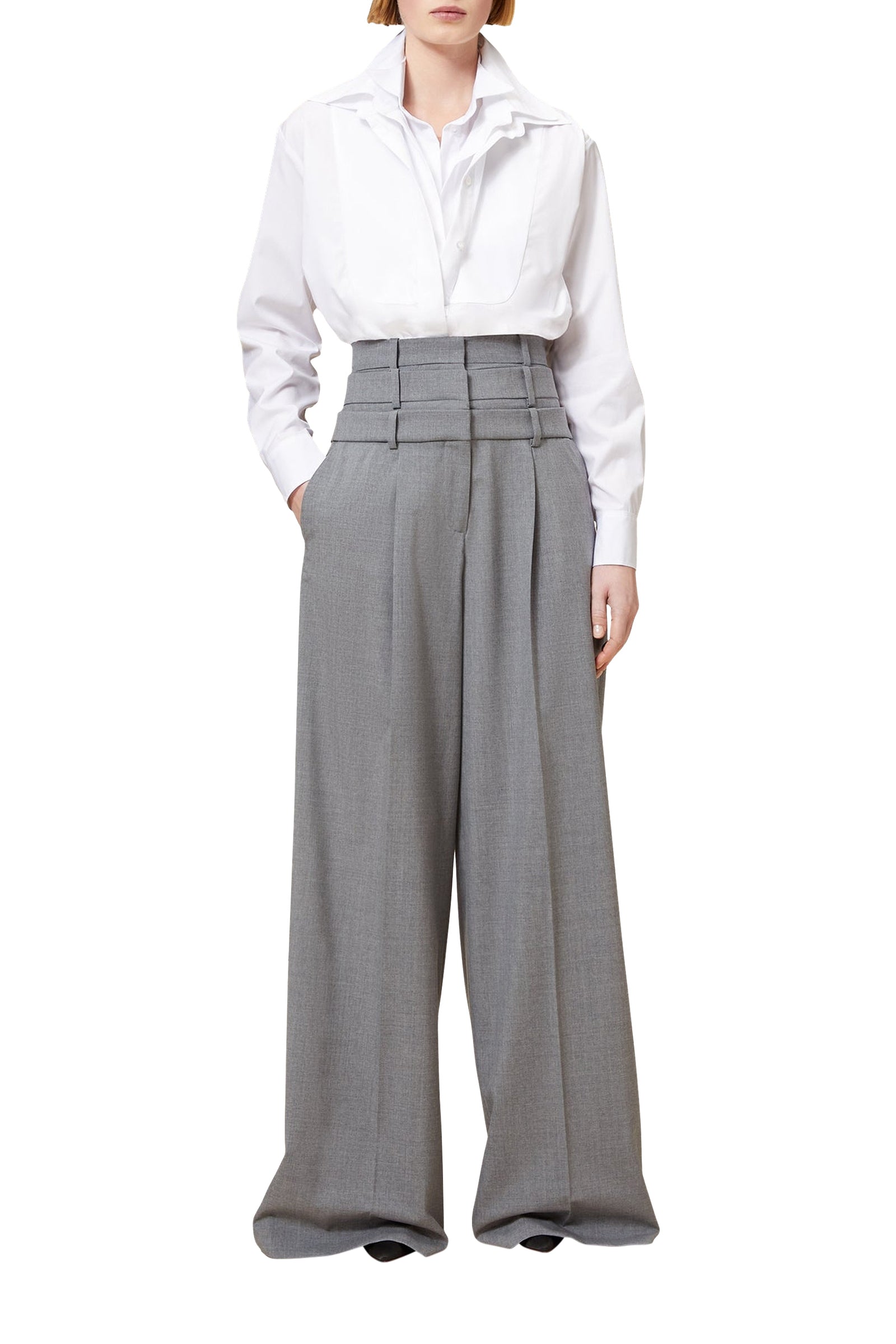Pantalon à superposition en laine - Grey