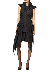 Robe drapée avec nœud - Black