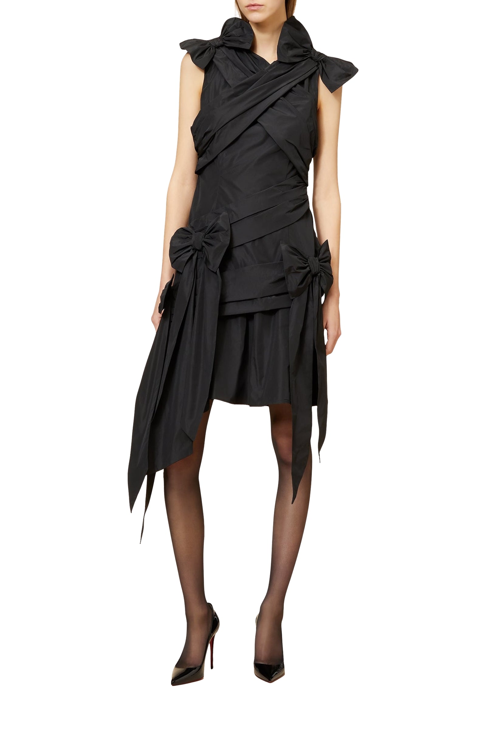 Robe drapée avec nœud - Black