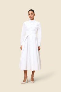 White / PLEATED SHIRT DRESS