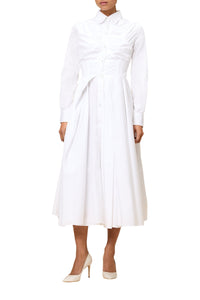 Robe chemise plissée - White