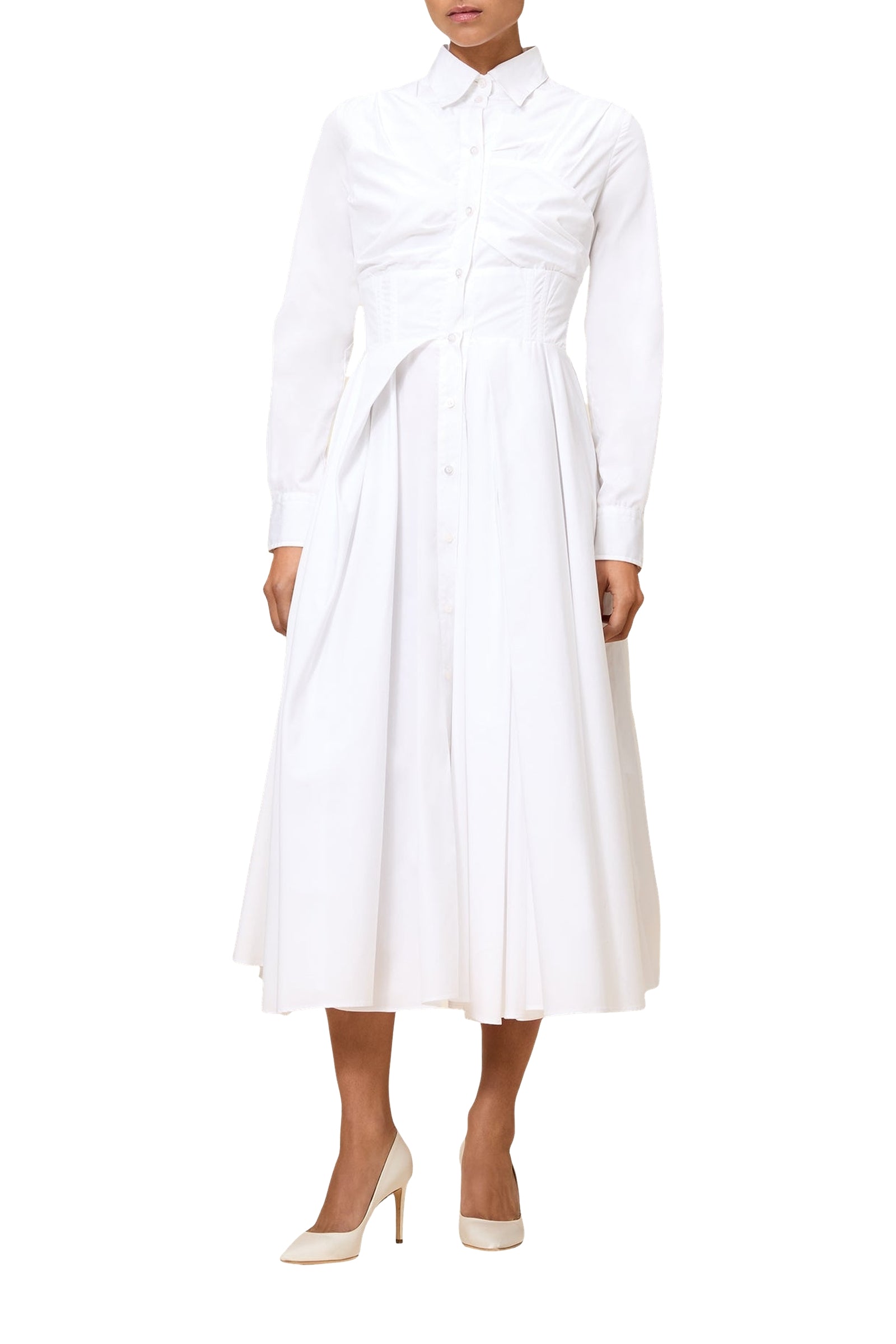 Robe chemise plissée - White