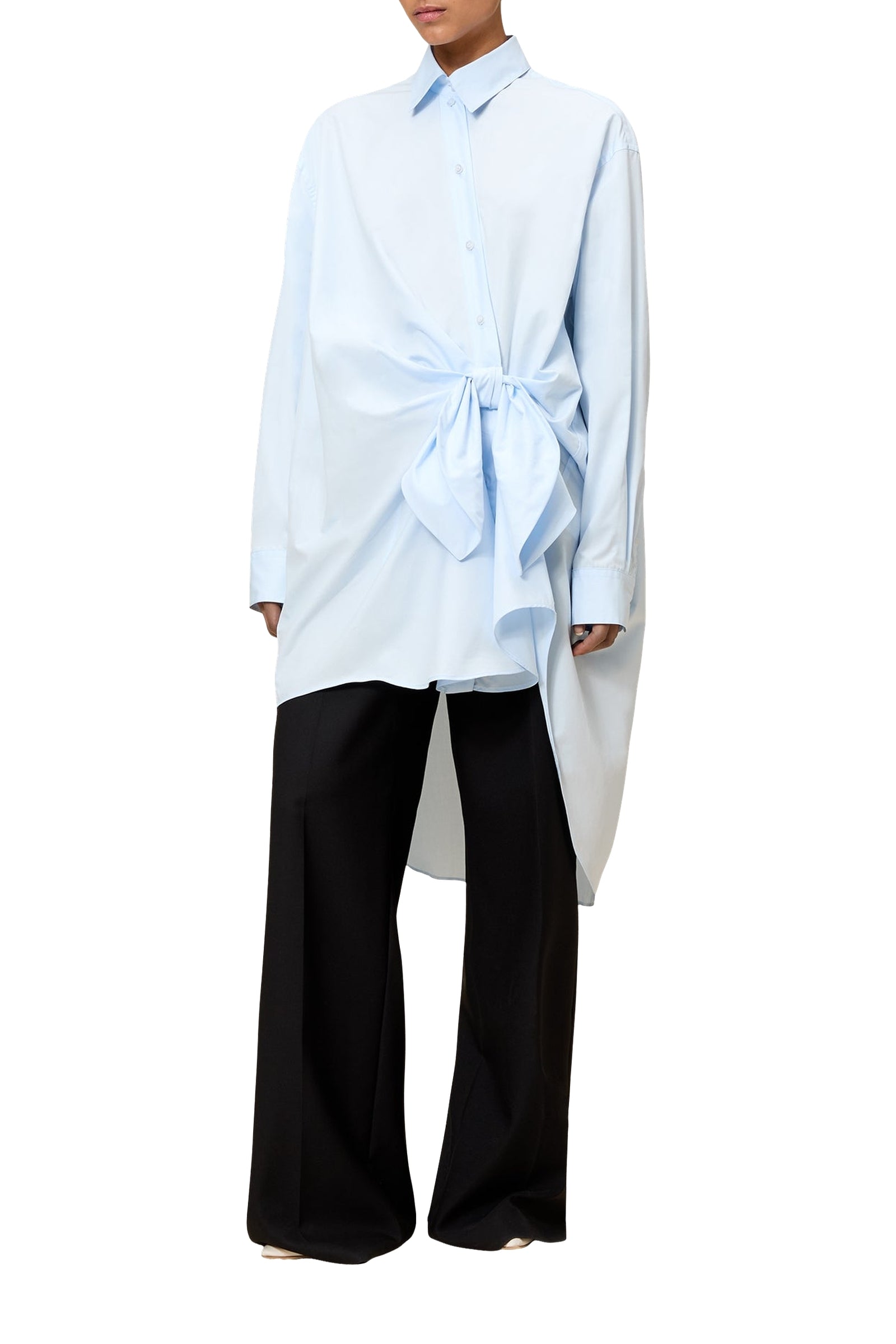 Robe chemise nouée - Light Blue
