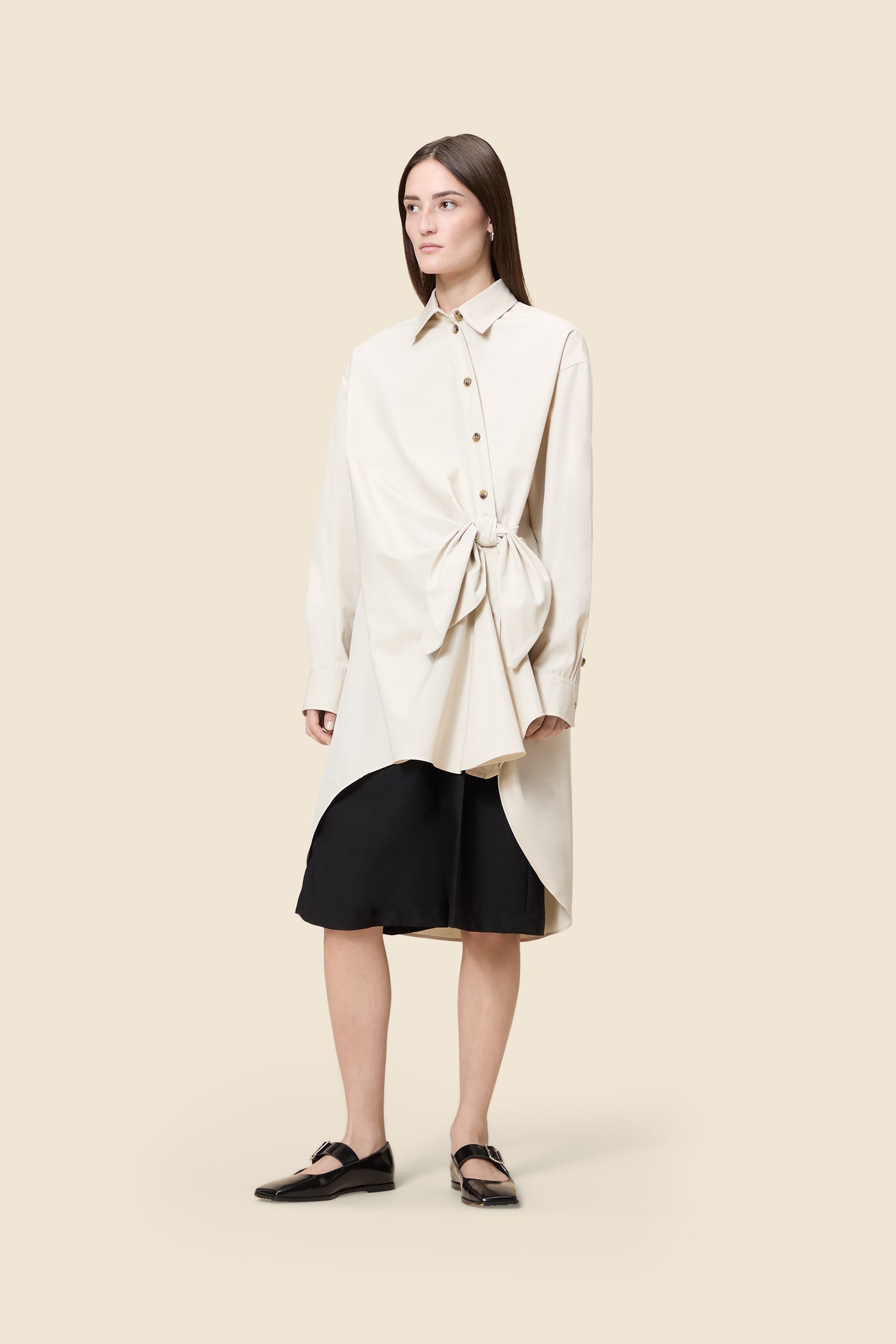 Stone / KNOTTED SHIRT DRESS