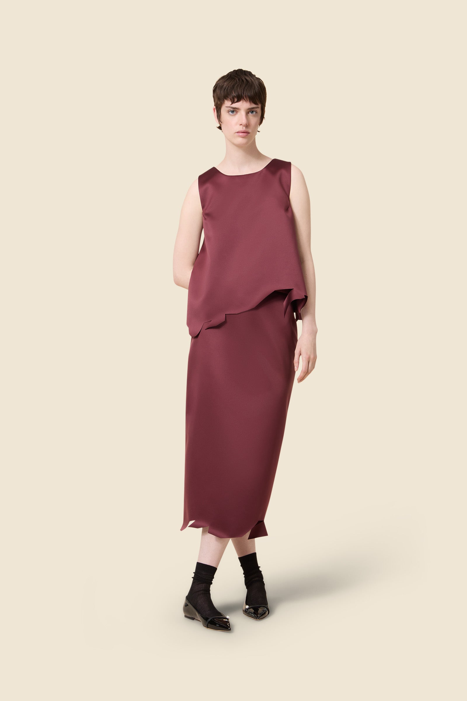 Burgundy / HEM CUT