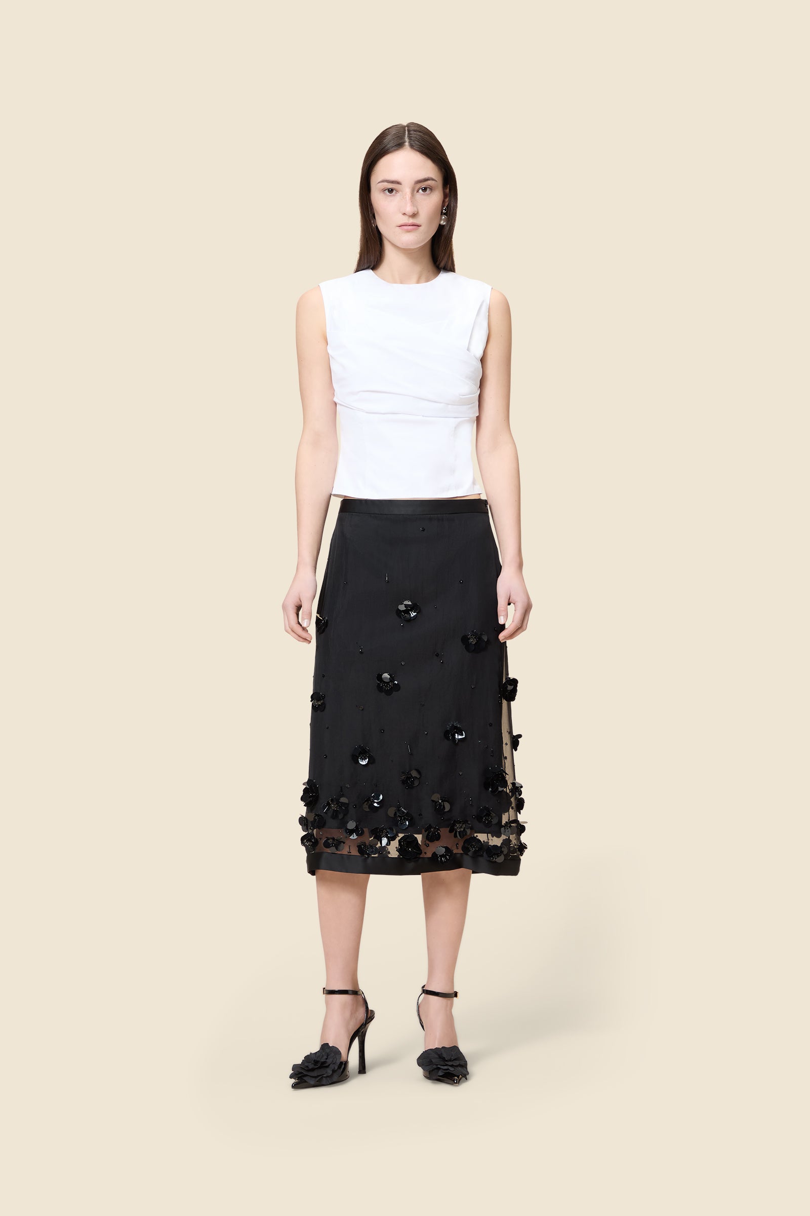 White / PLEATED BLOUSE