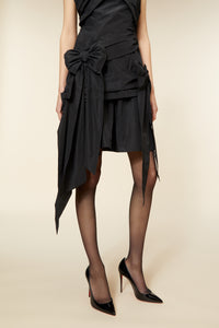 Black / DRAPE BOW DRESS