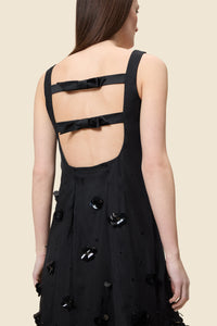Black / EMBROIDERED MINI DRESS
