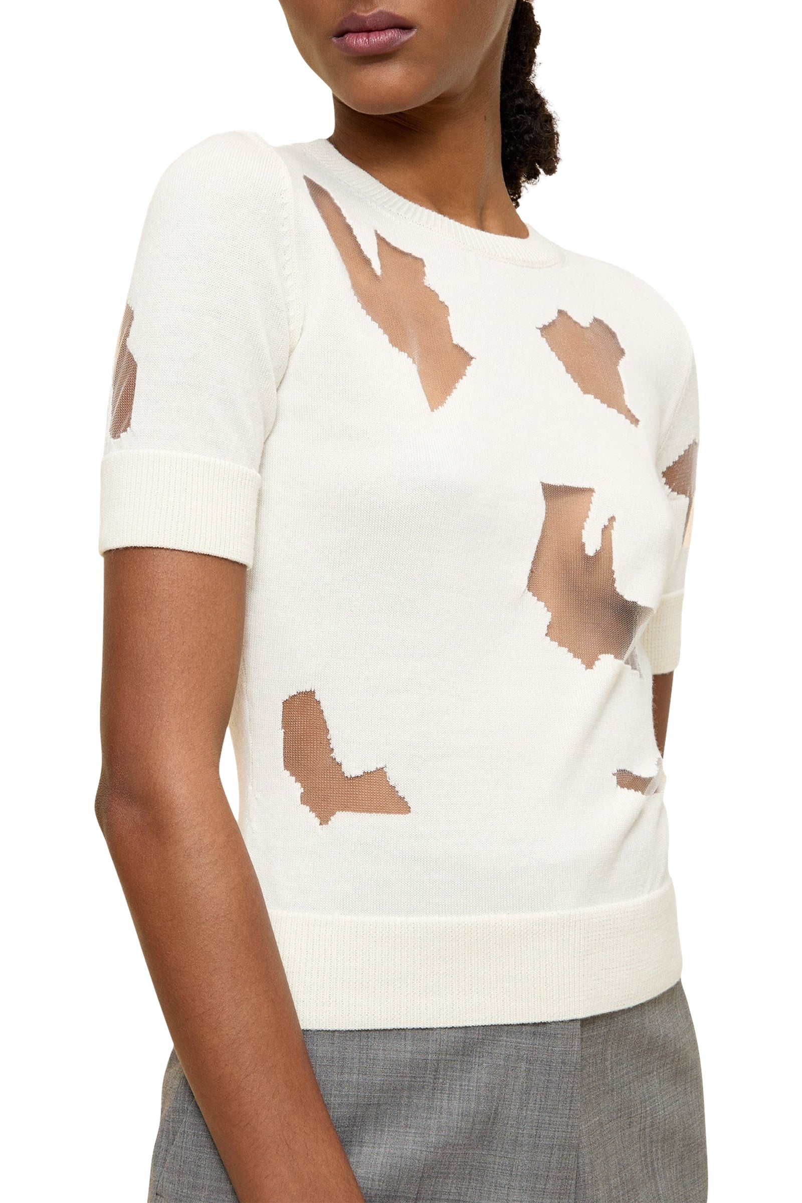 Pull manches courtes en laine - White