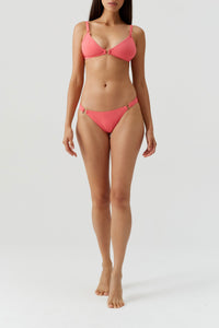 Montenegro textured triangle bikini top - Apricot Ribbed