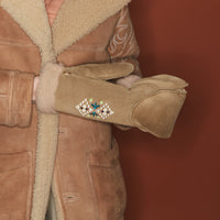 Moufles en cuir - Olive